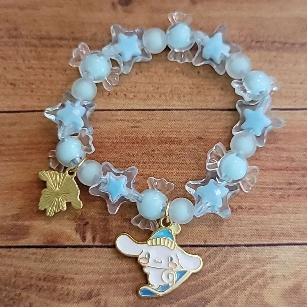 Cinnamoroll Star Candy Wrapper Baby Blue Resin Beaded Charm Elastic Bracelet